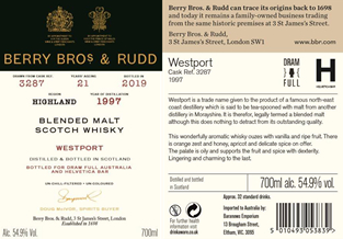 Berry Bros & Rudd Dram Full Cask 3287 Westport 21 Year Old 7